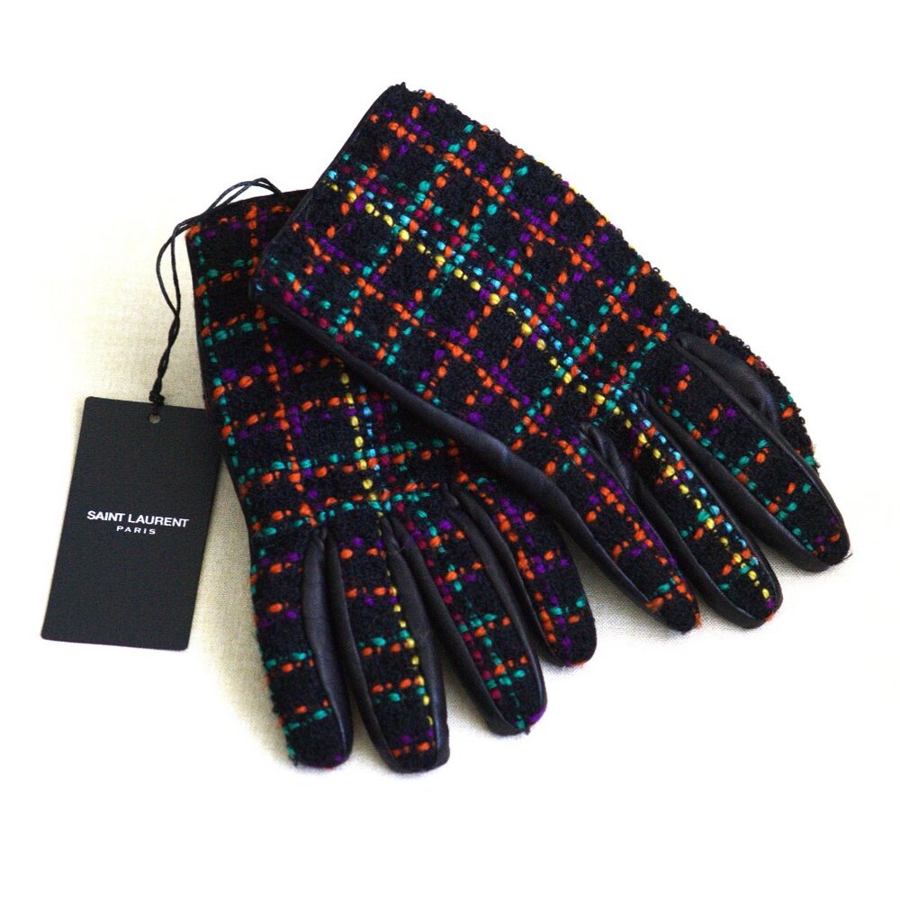 Saint Laurent Gants Carreaux Pixel Gloves